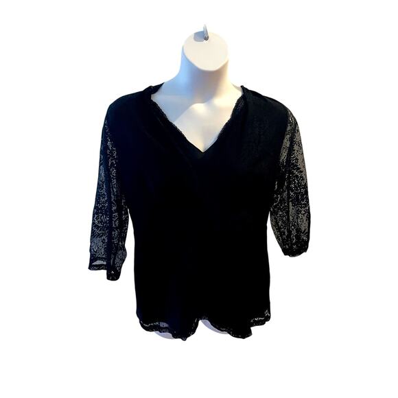 LANE BRYANT, SIZE 14/16, BLACK LACE TOP - Picture 1 of 4